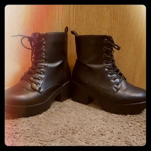 Dirty Laundry Black Platform Combat Boots